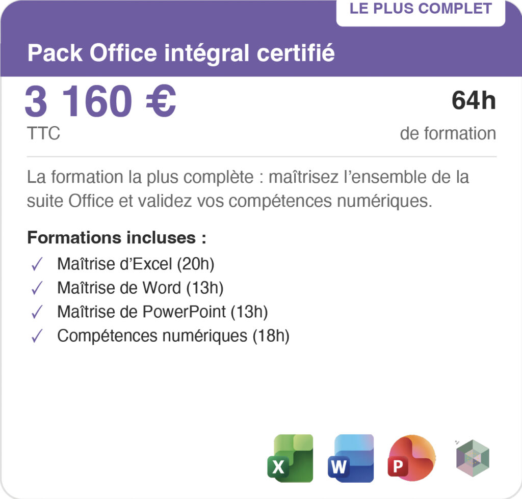 Pack Office intégral Certifié