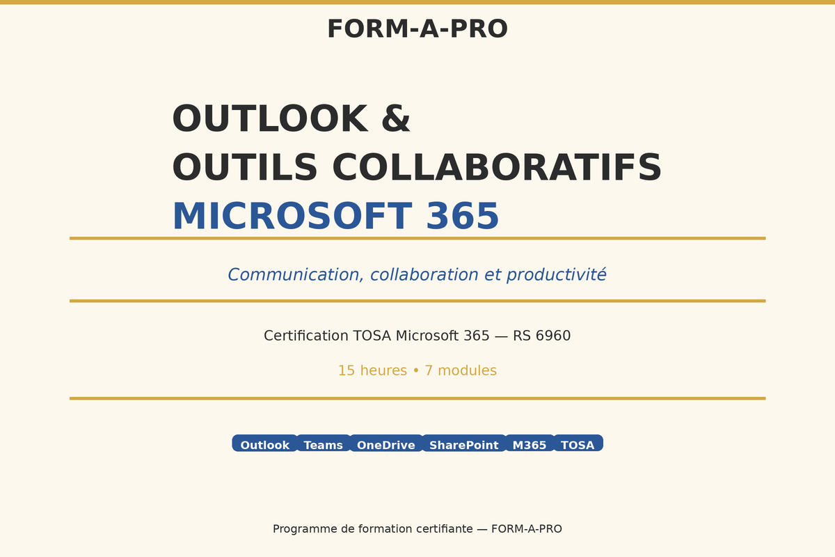 Outlook & Outils collaboratifs Microsoft 365 – Certification TOSA